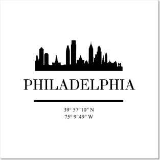 PHILADELPHIA PENNSYLVANIA BLACK SILHOUETTE SKYLINE ART Posters and Art